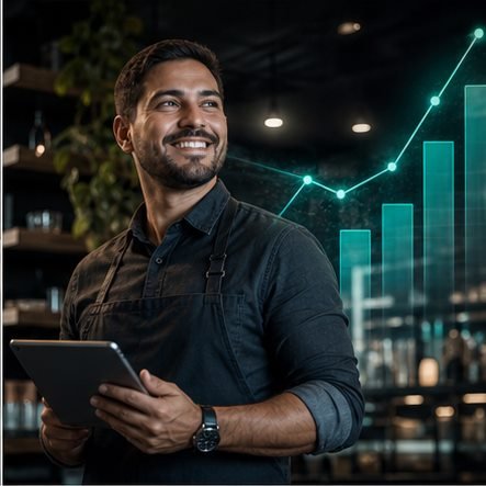 Empreendedor acompanhando o crescimento do negócio